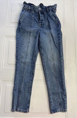 Blank NYC Women's Sz 25 Don't Cross Me Jeans Paperbag Waist Denim Baggy Crop